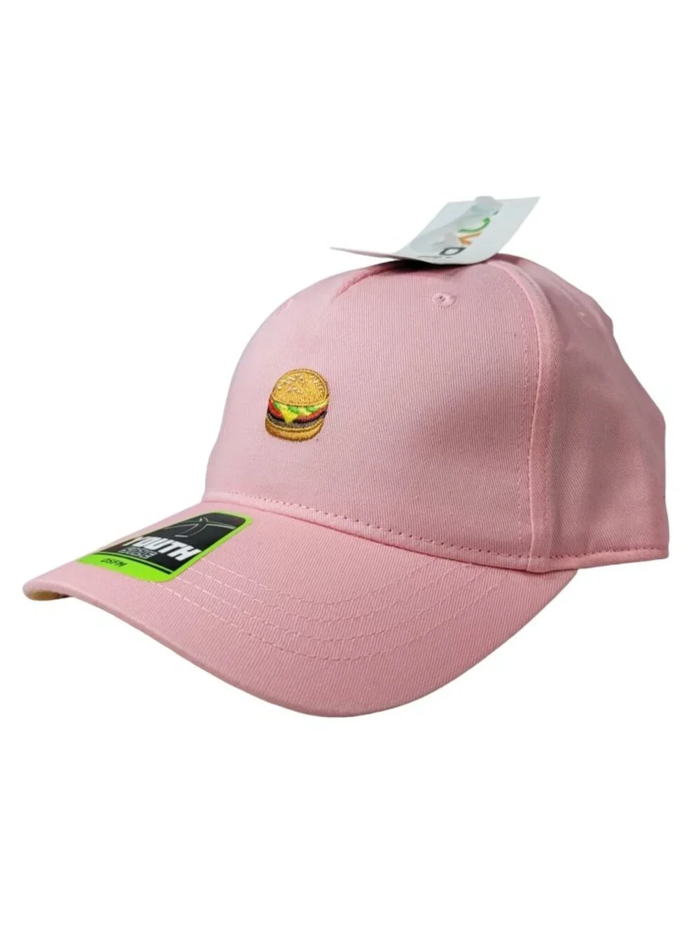 Joy Pixels Hamburger Emoji Hat Pink OS Curved Snapback Baseball Cap Adj NEW